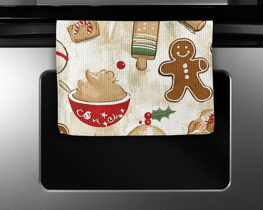 Christmas Cookie Kitchen Waffle Weave Tea Towel