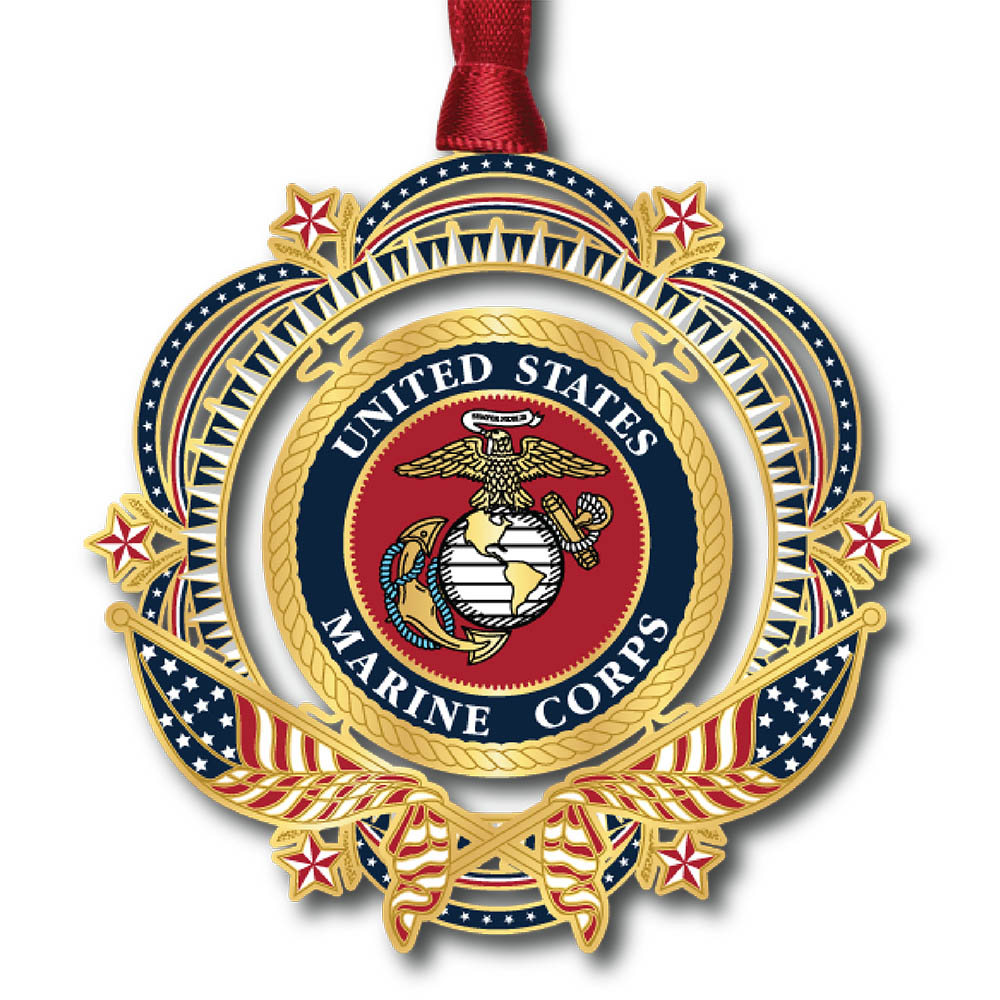 Patriotic U.S. Marine Corps Brass Ornament