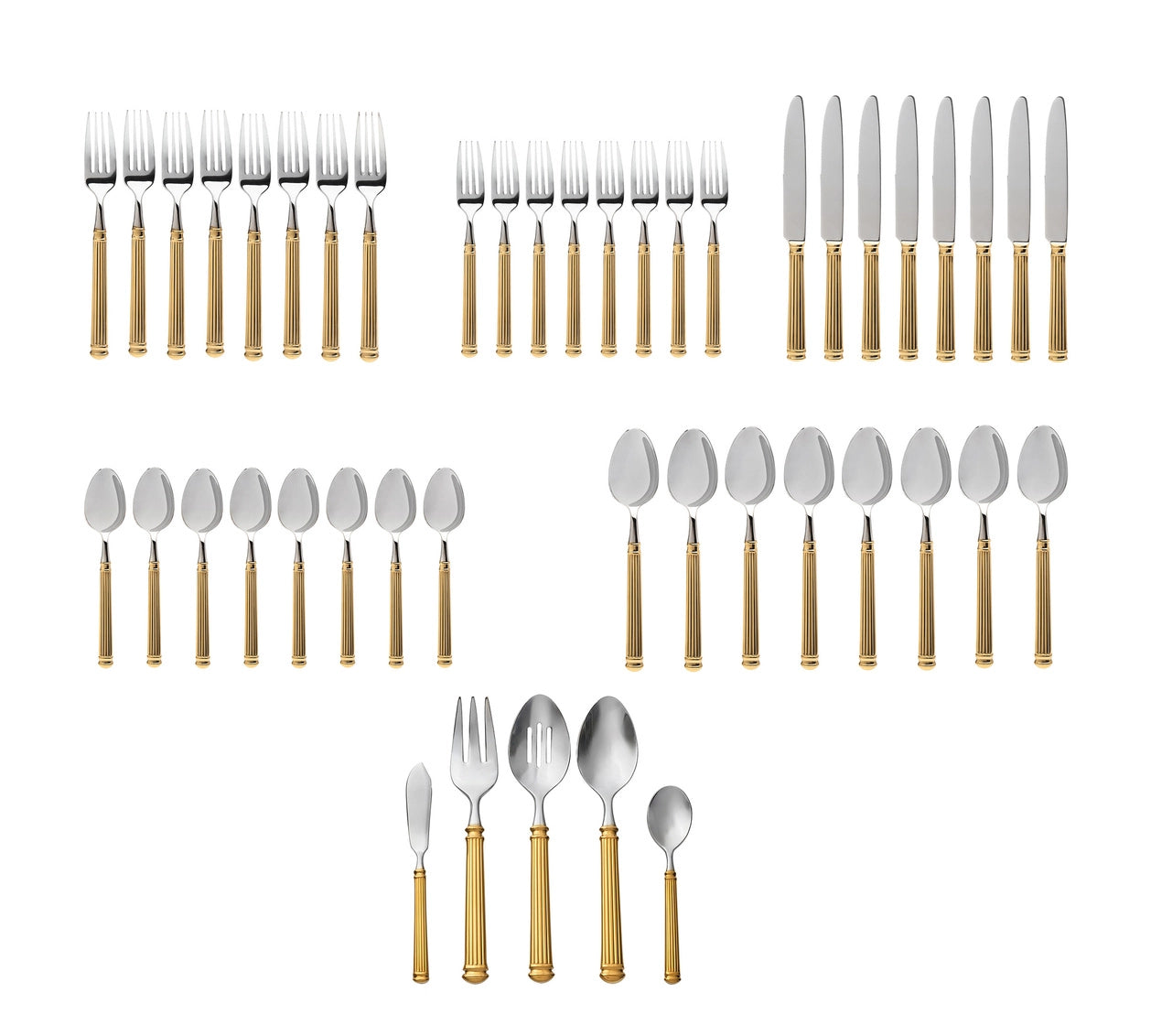 18/10 Colonnade 45 Piece Gold Flatware Set