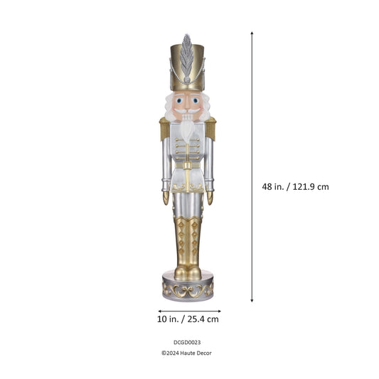 48 Inch Classic Gold/Silver Christmas Nutcracker- Haute Decor - NY Gift Boutique