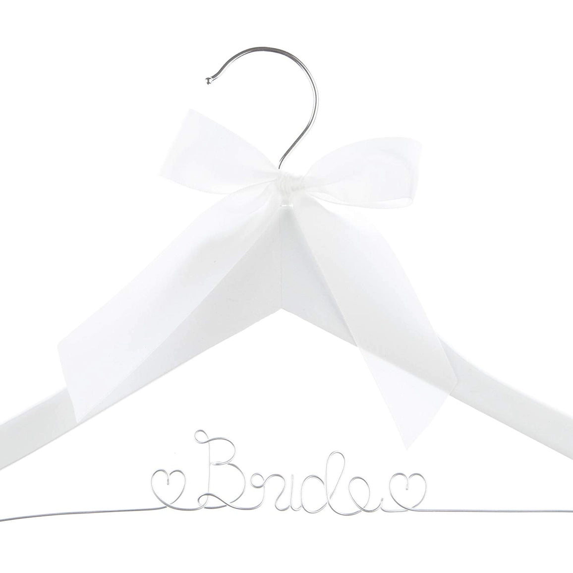 Bride Wedding Dress Hanger - White with Silver