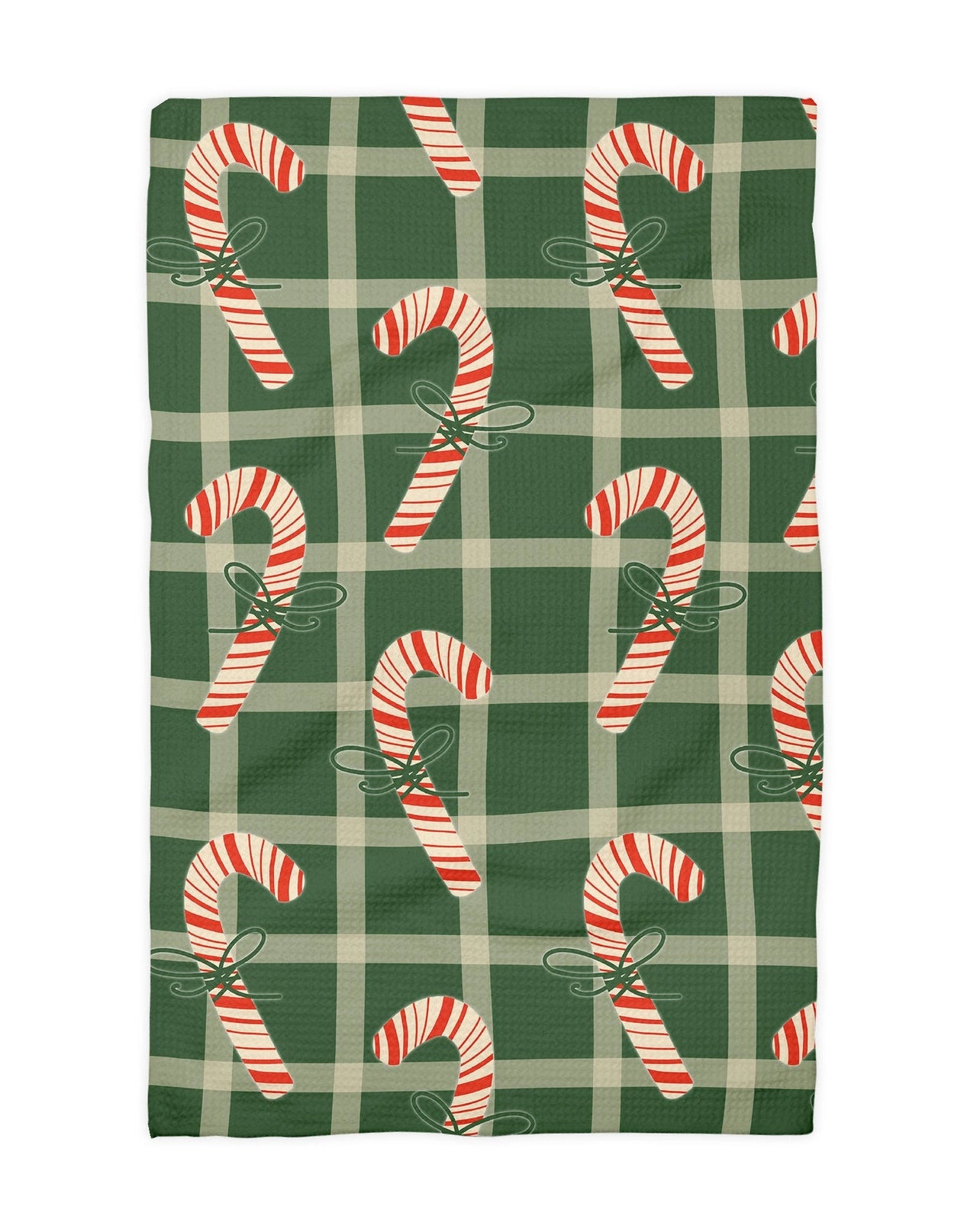 Retro Christmas Candy Cane Waffle Weave Tea Towel