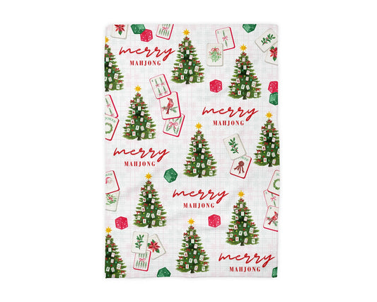 Mahjong Christmas Kitchen Waffle Weave Towel