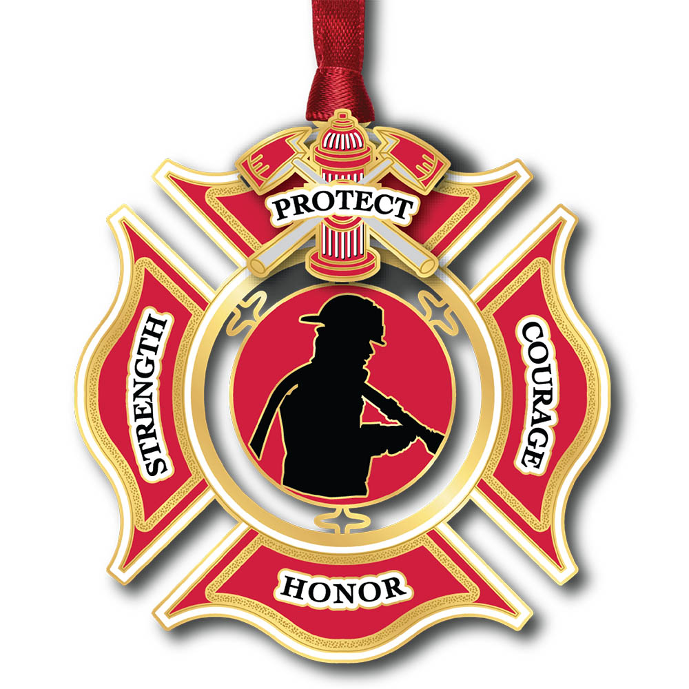 Firefighter Shield Brass Ornament