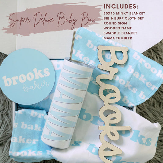 Super Deluxe Personalized Baby Blanket Gift Set