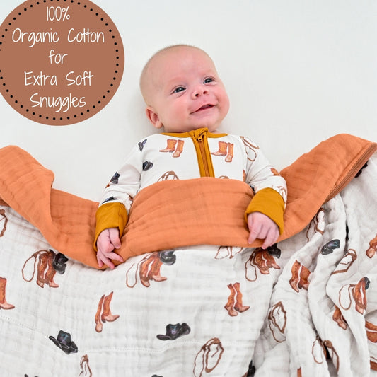 Life Is Better in Boots Western Baby Toddler Muslin Blanket