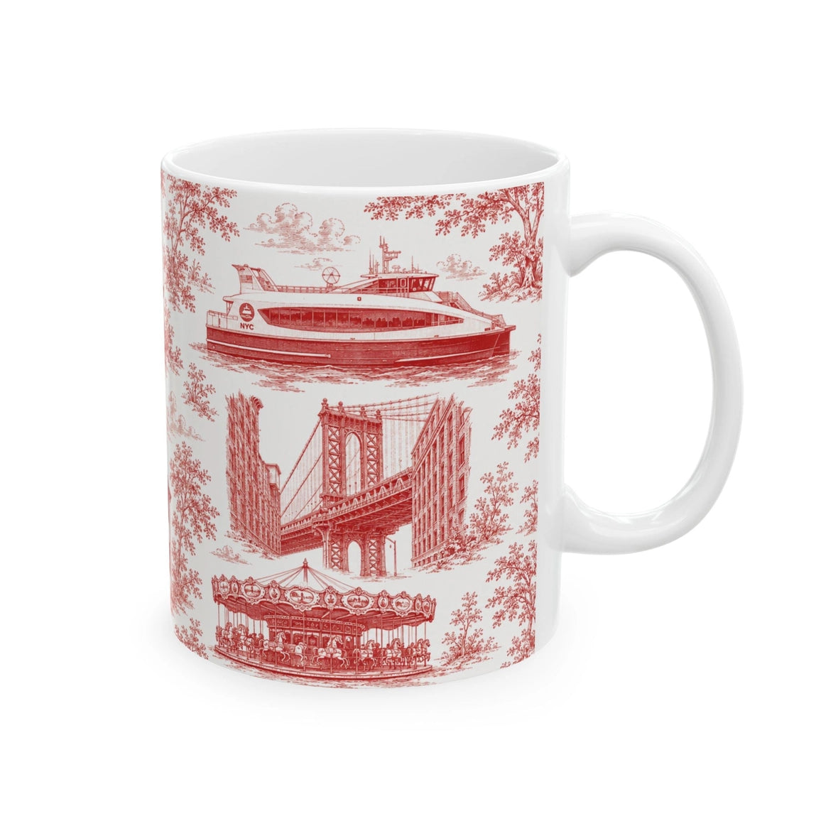 Dumbo Toile De Jouy Chinoiserie Ceramic Mug