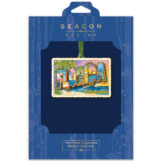 Florida Vintage Postcard Brass Ornament - NY Gift Boutique