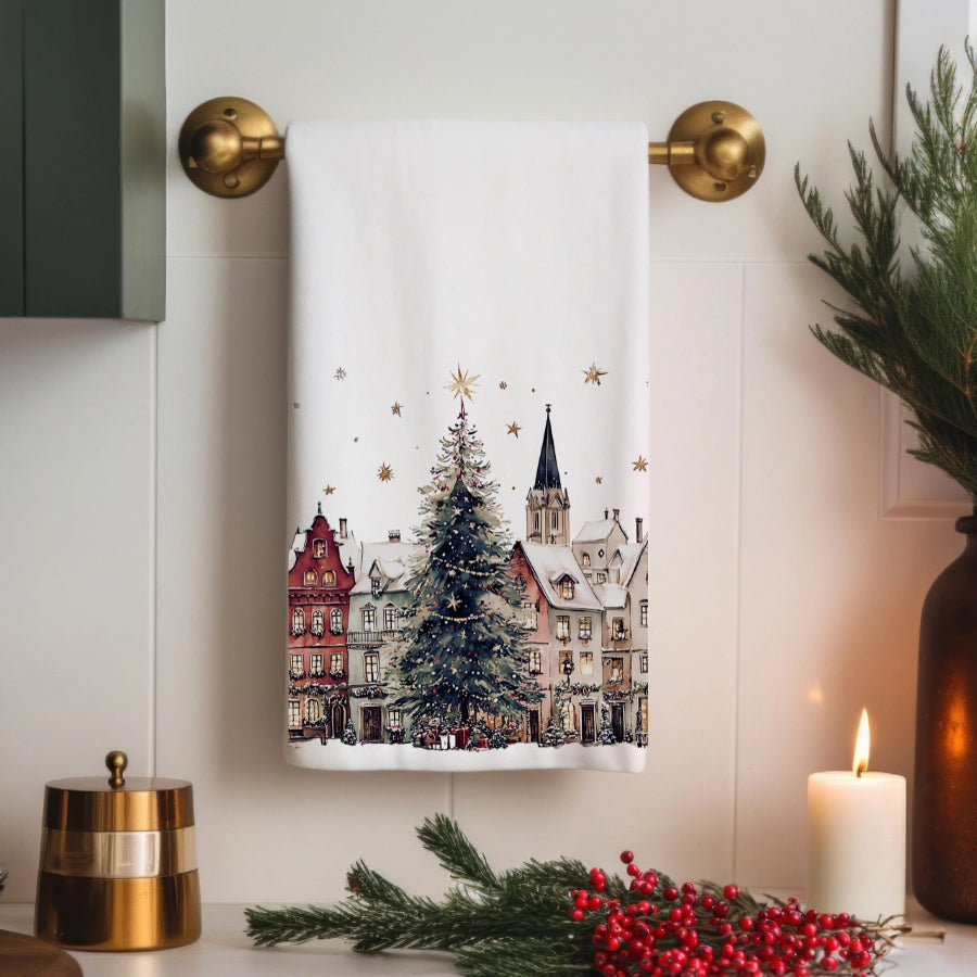 Christmas Village Holiday Guest Hand Towel