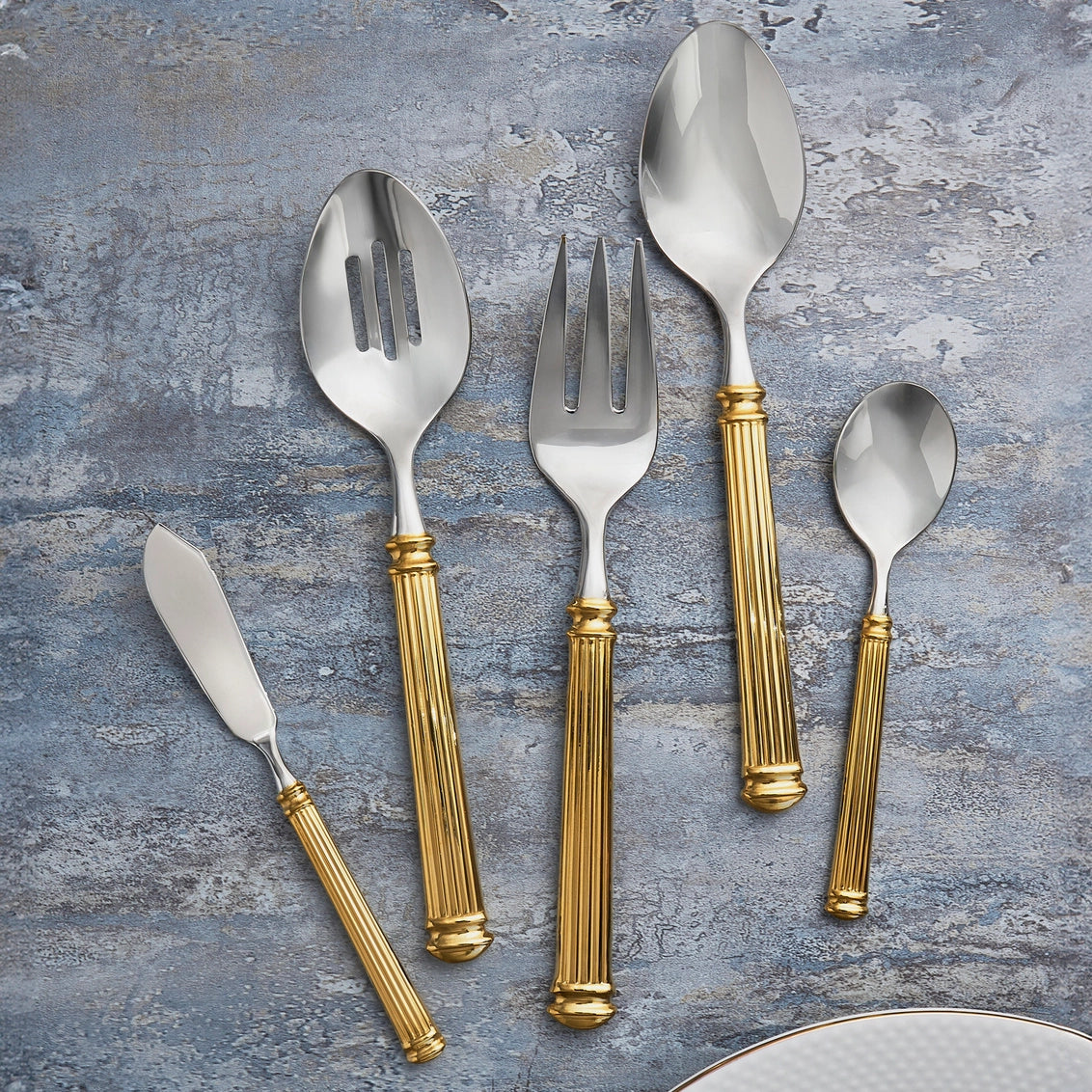 18/10 Colonnade 45 Piece Gold Flatware Set
