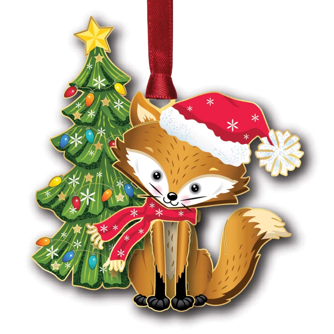 Holiday Fox Brass Ornament