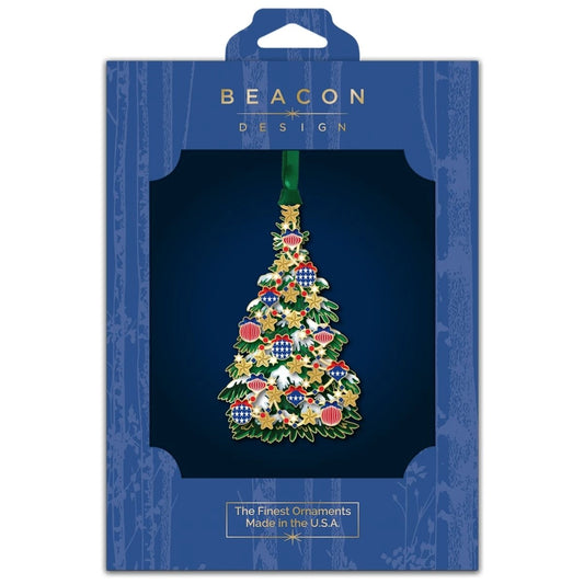 Classic Patriotic Tree Brass Ornament