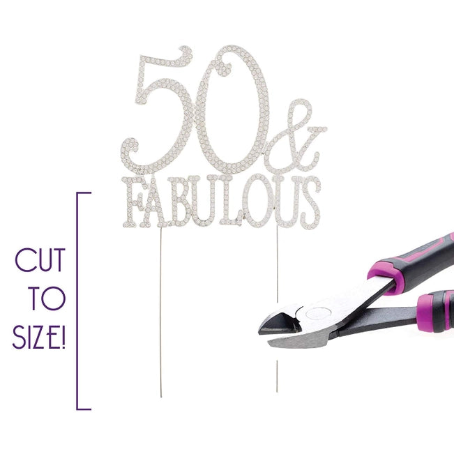 50 & Fabulous Silver Crystal Cake Topper