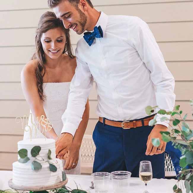 Mr & Mrs Cursive Gold Crystal Cake Topper