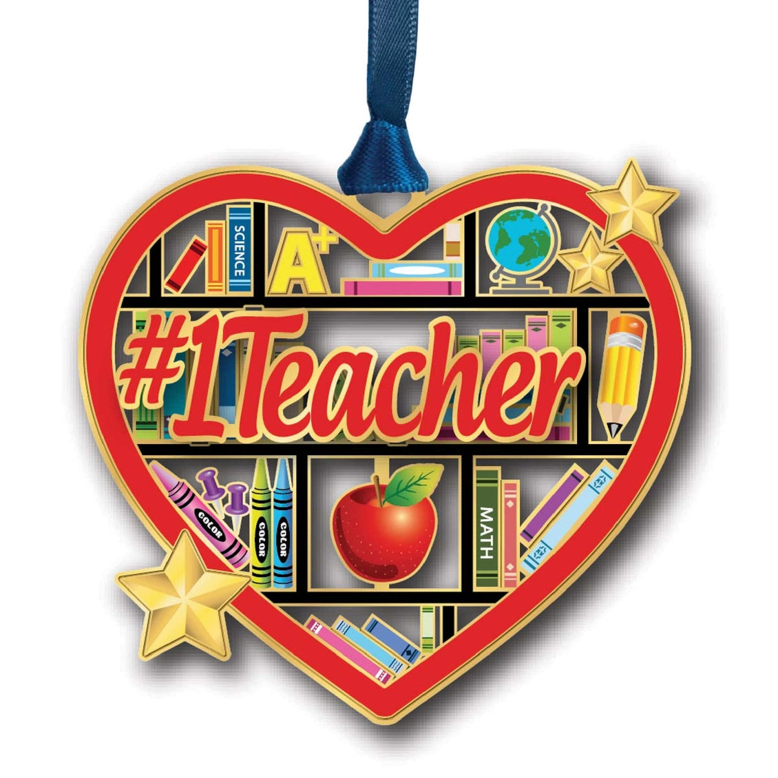 #1 Teacher Brass Ornament