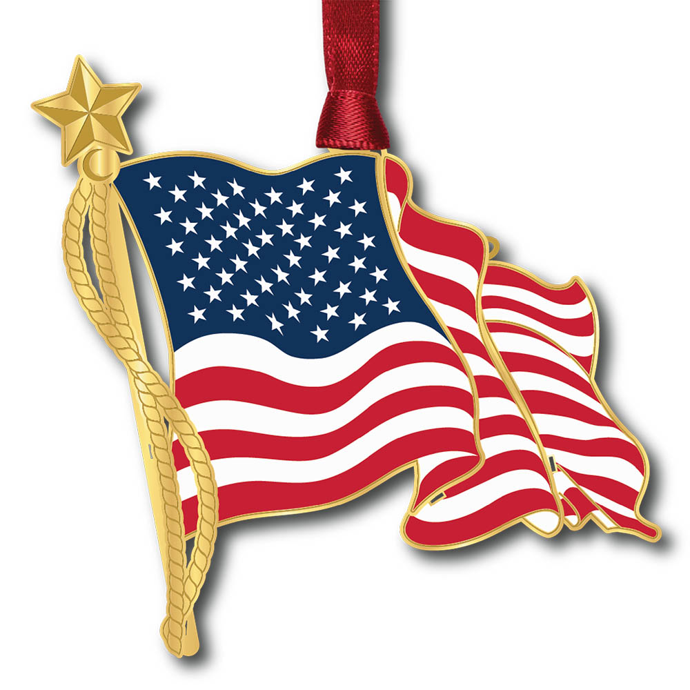 American Flag Brass Ornament