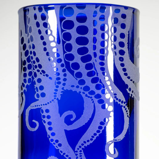 Upcycled Oscar Octopus 12oz Blue Repurposed Tumbler Set of 12