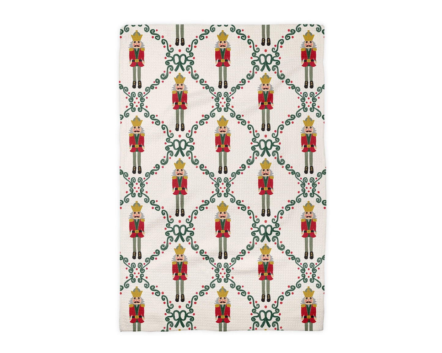 Nutcracker Red Bow Waffle Weave Tea Towel