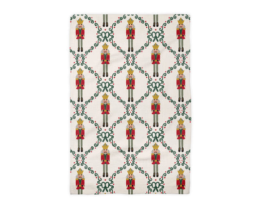 Nutcracker Red Bow Waffle Weave Tea Towel