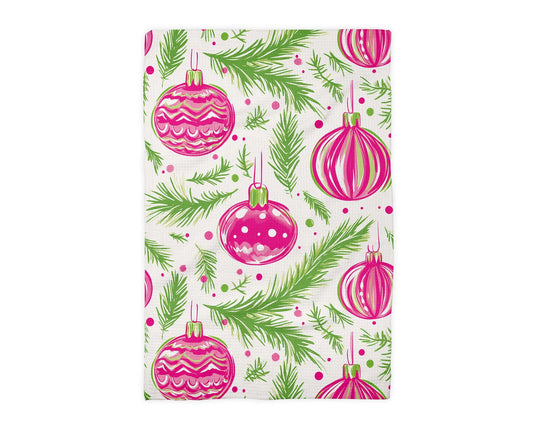 Pink Christmas Waffle Weave Tea Towel