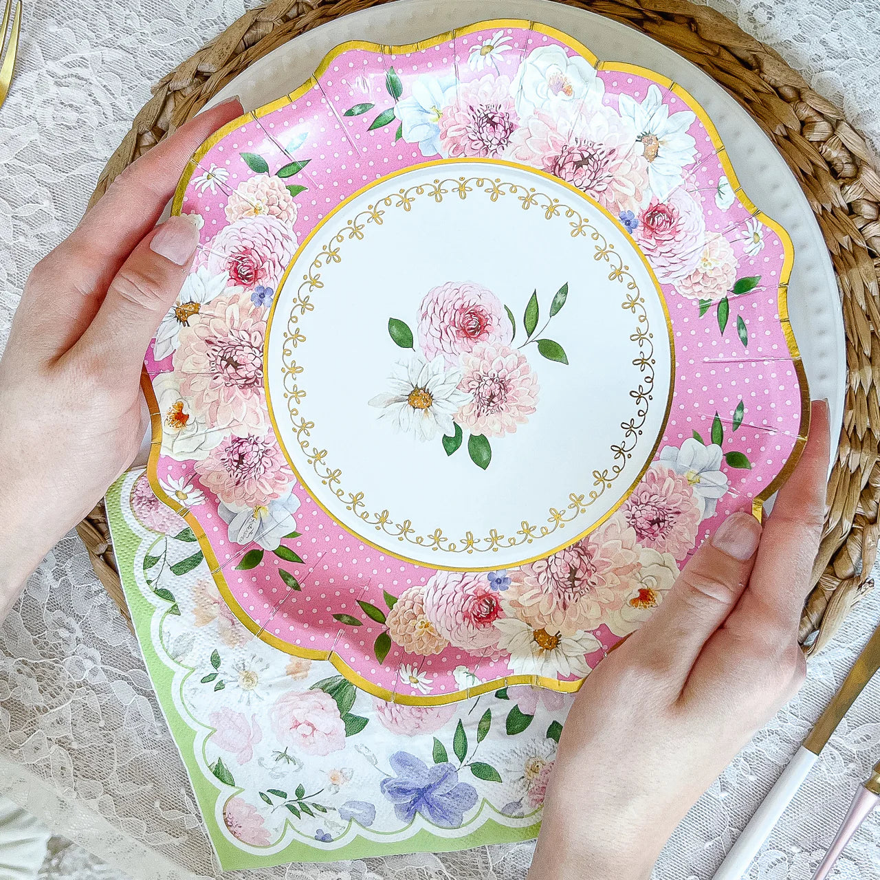Tea Time Party 9" Premium Paper Plates - Assorted (Set of 16)