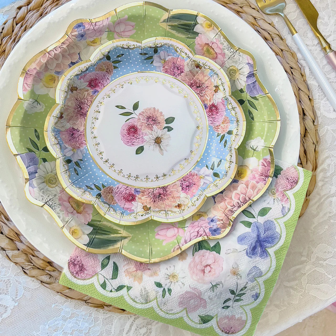 New Tea Time Party 7" Premium Paper Plates - Assorted (Set of 16)