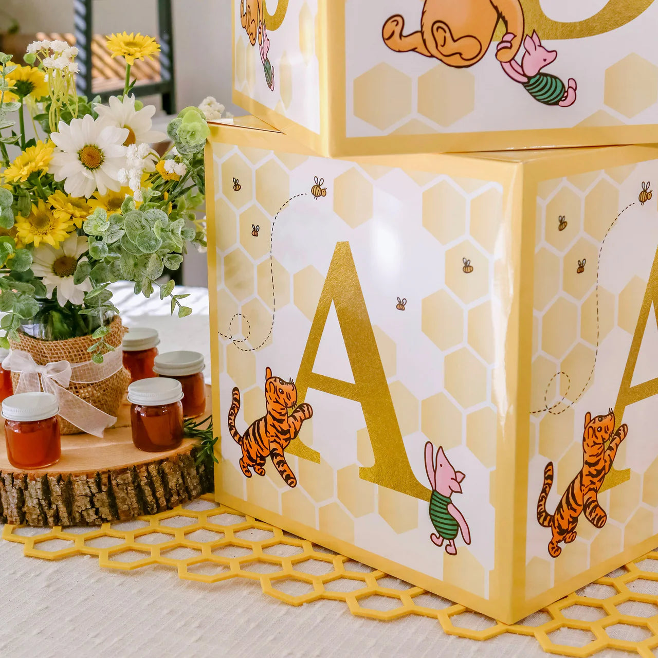 Honey Bear Baby Block Boxes