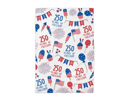 USA 250 4th July Patriotic Waffle Weave Towel