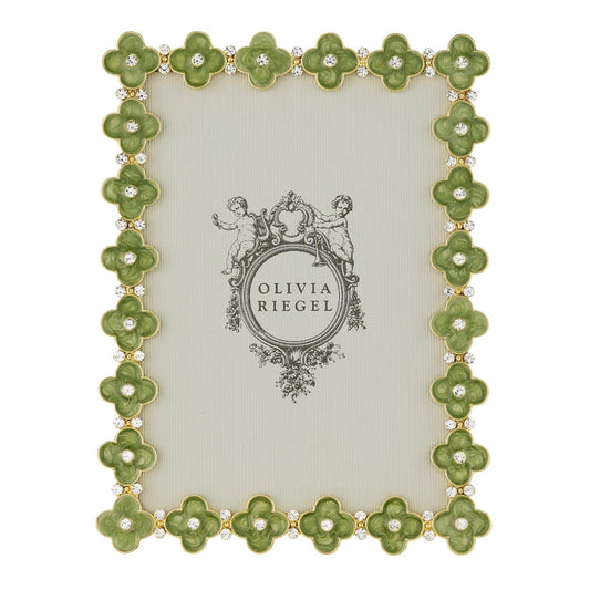Gold Celadon Enamel Clover 5" X 7" Frame by Olivia Riegel