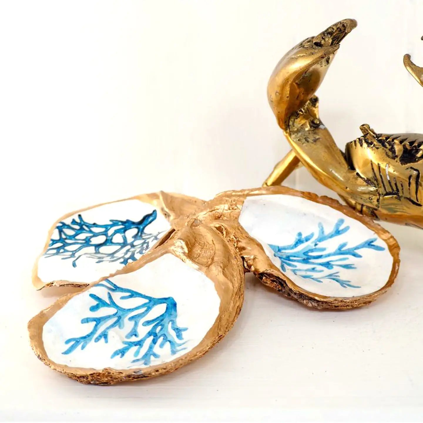 Light Blue Coral Oyster Shell Ornament or Dish