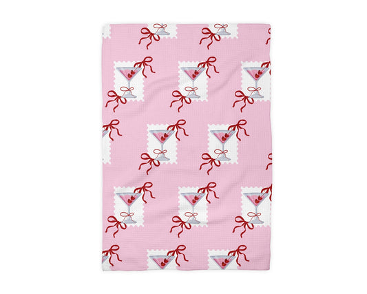 Valentine Martini Heart Kitchen Waffle Towel