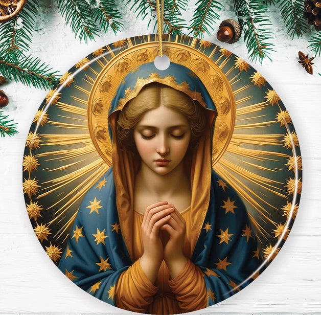 Praying Virgin Mary Painting Ceramic Ornament