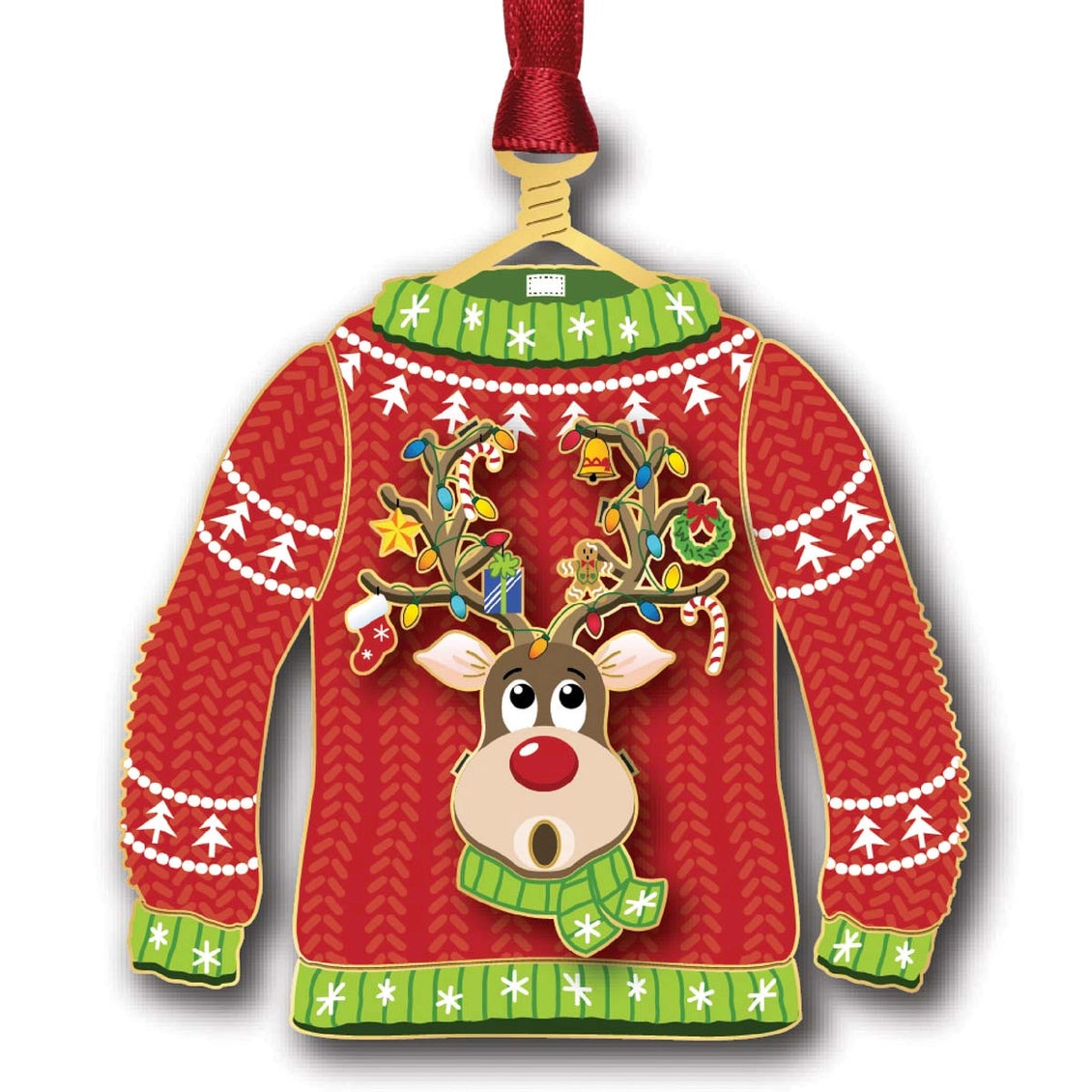 Ugly Christmas Sweater Brass Ornament - NY Gift Boutique