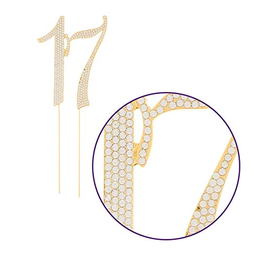 Gold 17 Crystal Cake Topper