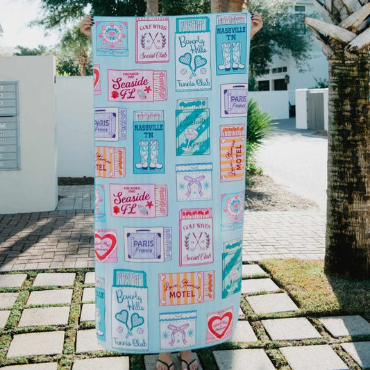 Traveling Matchbook Cover Reversible Beach Towel