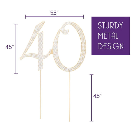 Gold 40 Crystal Cake Topper