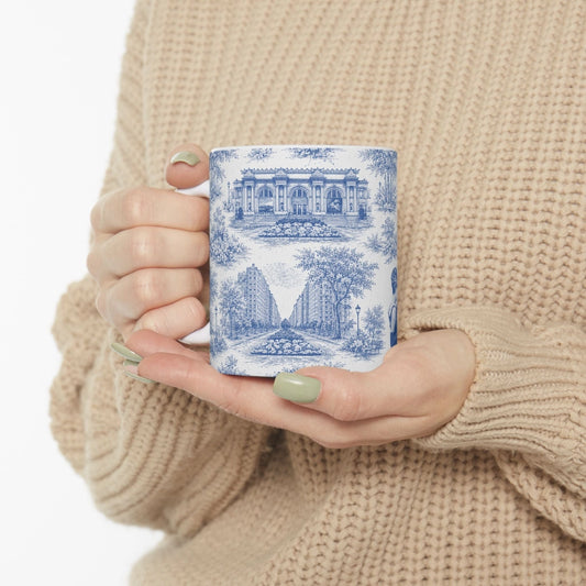 Upper East Side Toile De Jouy Chinoiserie Ceramic Mug