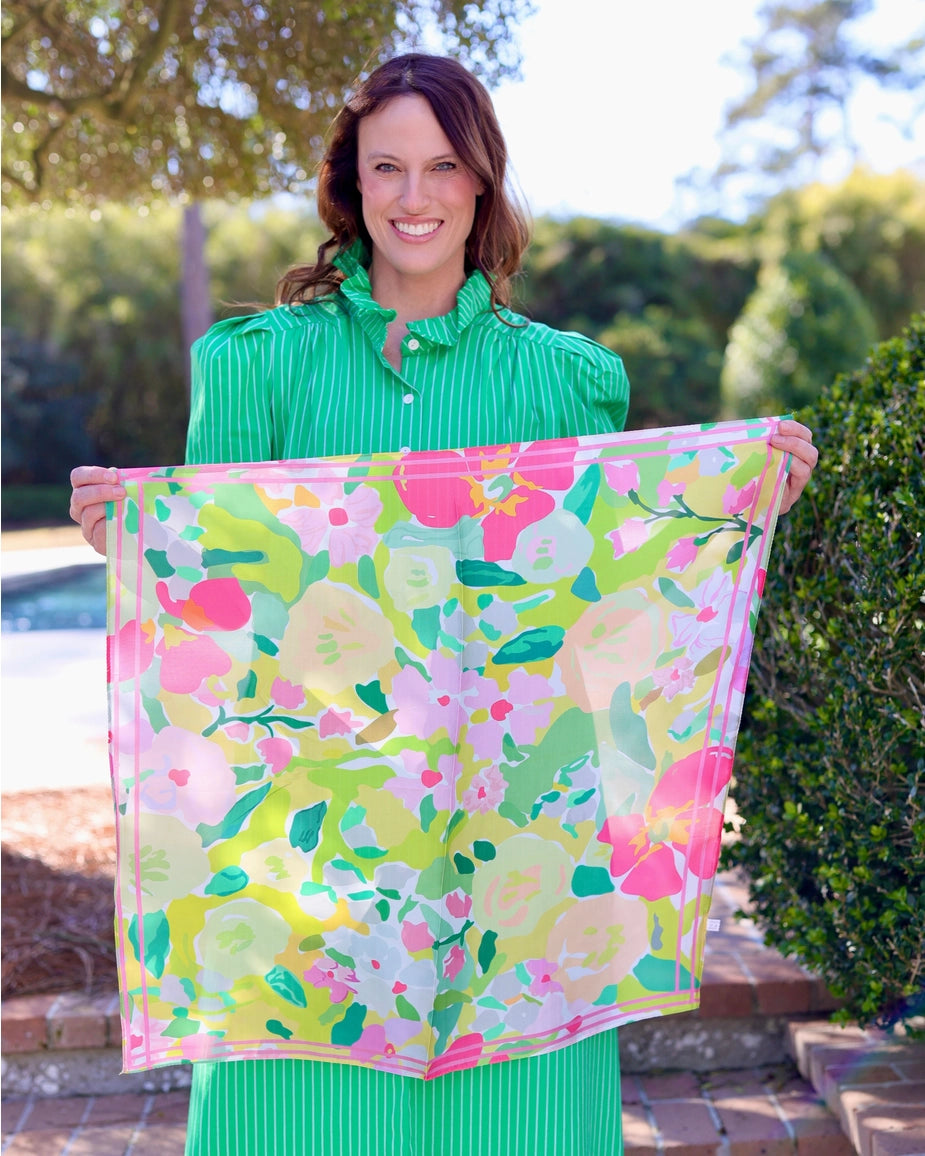 Wellford Garden Print Scarf - Green