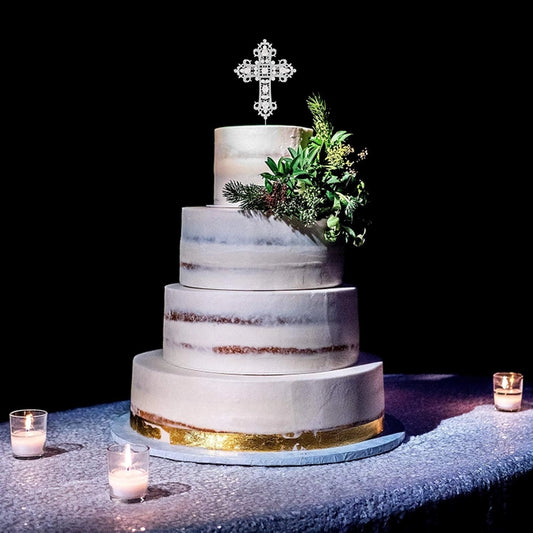 Silver Crystal Cross Cake Topper - NY Gift Boutique