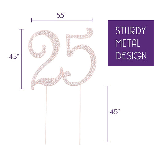 Rose Gold 25 Crystal Cake Topper