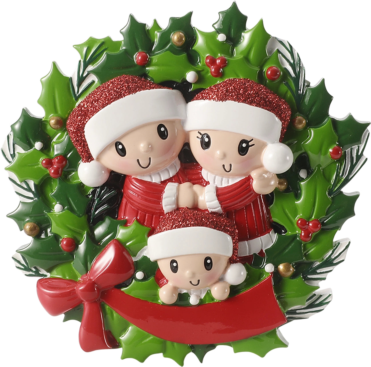 Family in Christmas Wreath Personalized Ornament