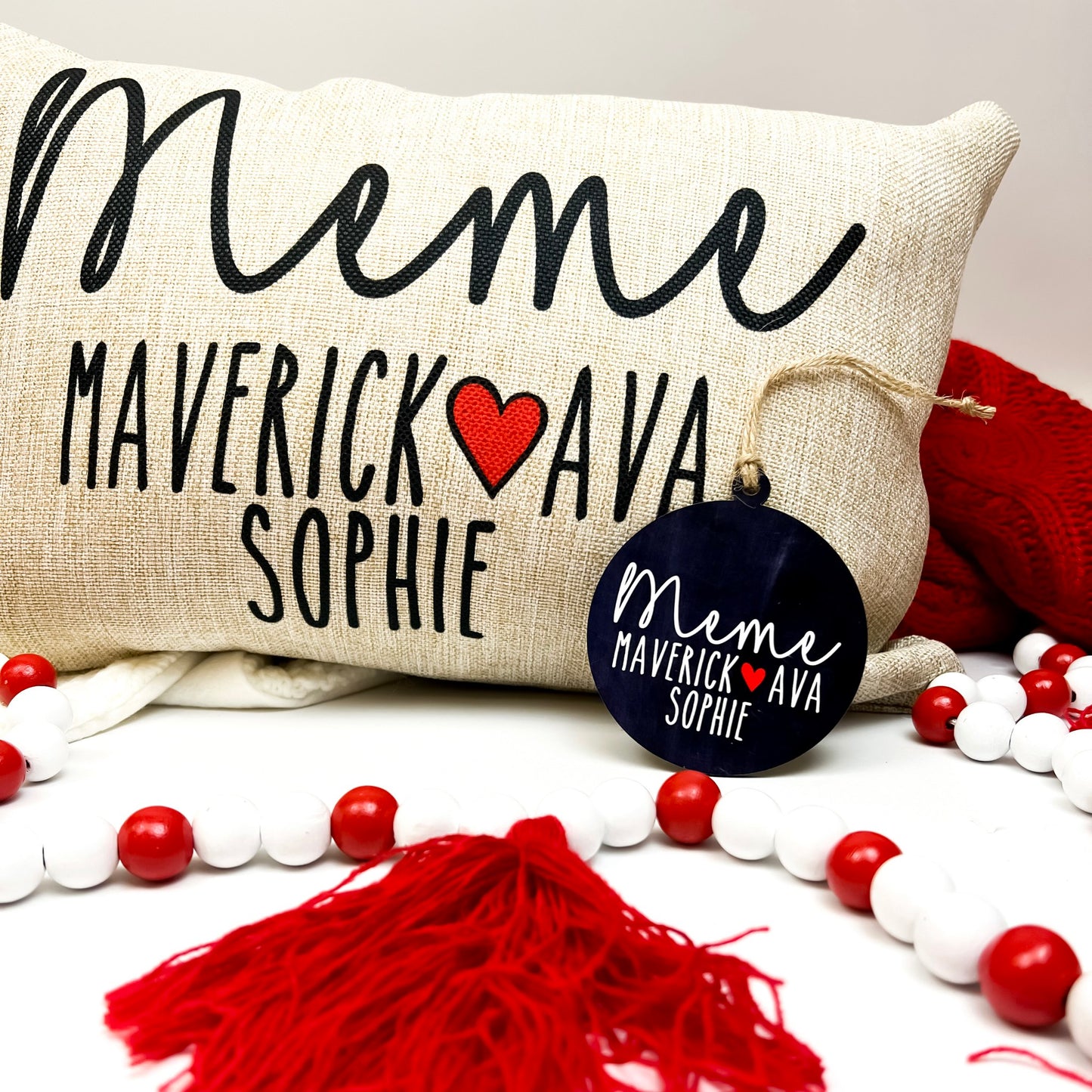 Lots of Love Personalized Pillow and Ornament Bundle