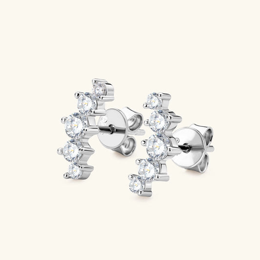 Moissanite Climber Stud Earrings in 925 Sterling Silver