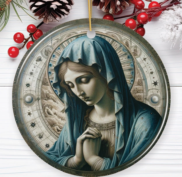 Holy Madonna in Prayer Ceramic Ornament