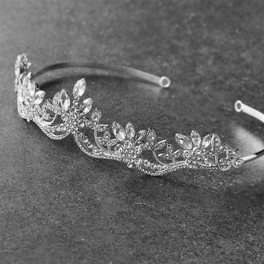 Crystal Silver Wavy Motif Tiara - NY Gift Boutique