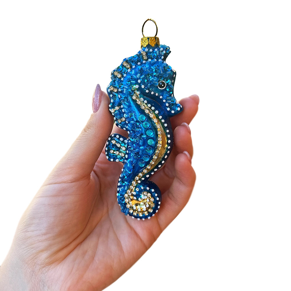 Exotic Seahorse Glass Ornament