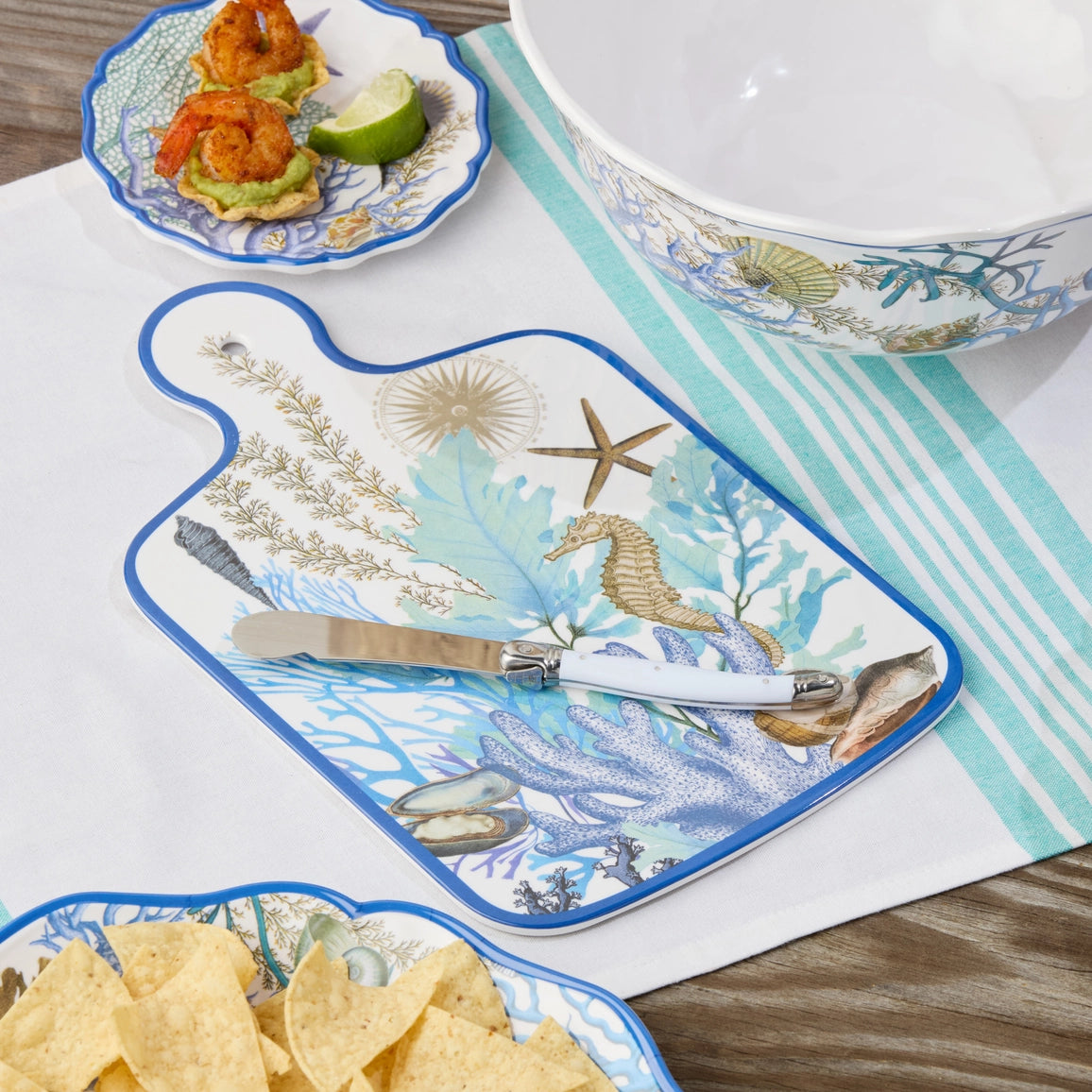 Blue Lagoon Cheese Board 13.25in X 8in with Knife
