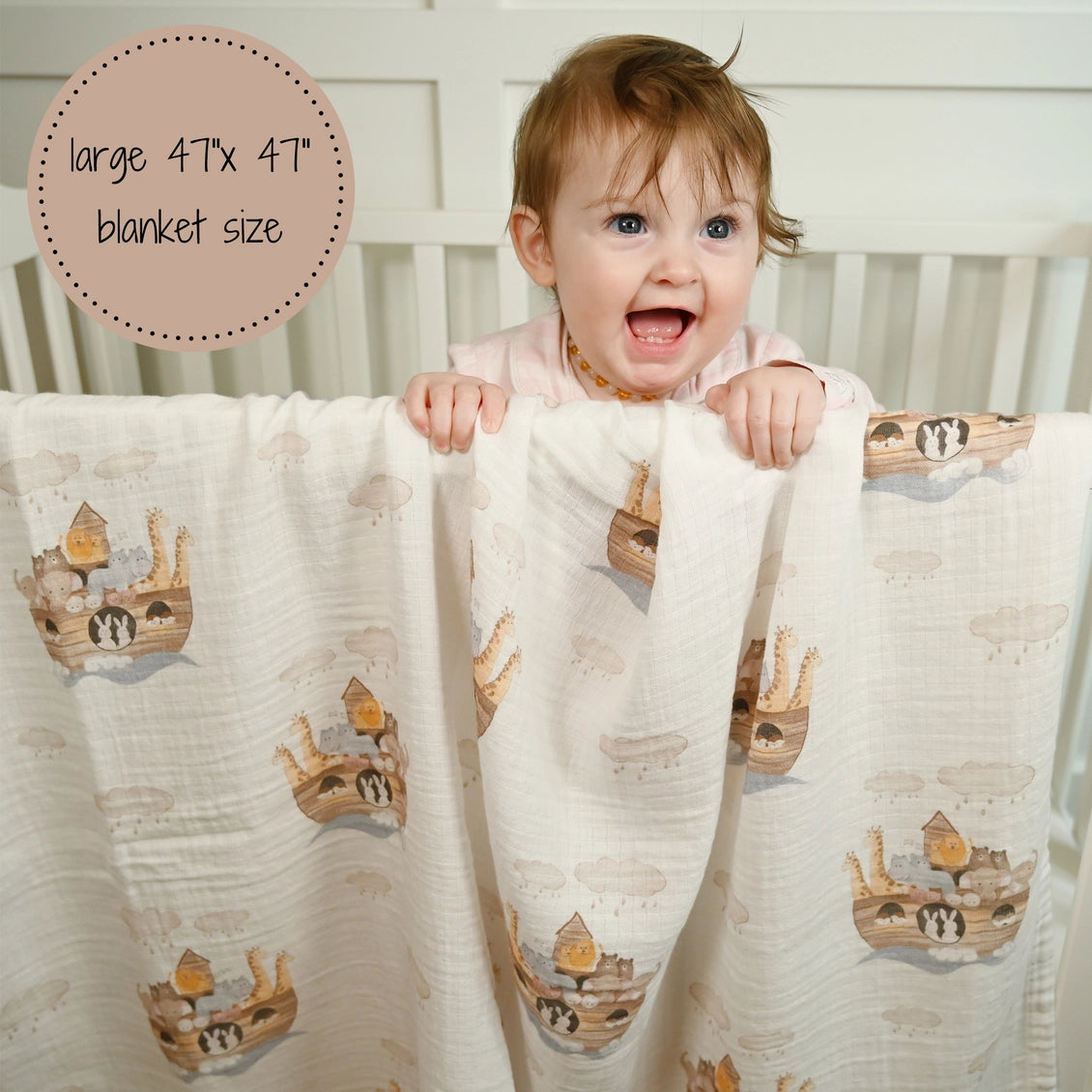 Noah's Ark Baby Muslin Swaddle Blanket