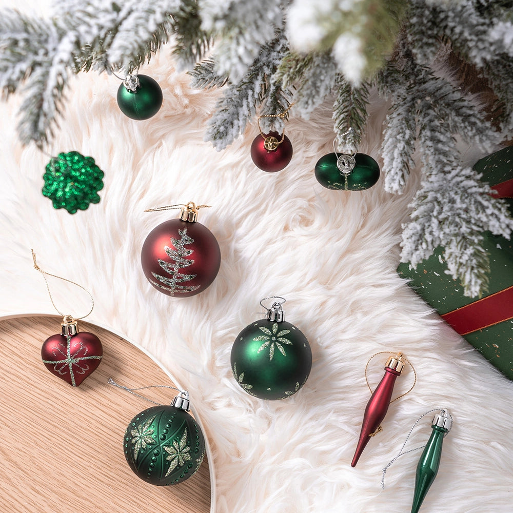 Sophisticated Red and Green Ornament Ball Bundle