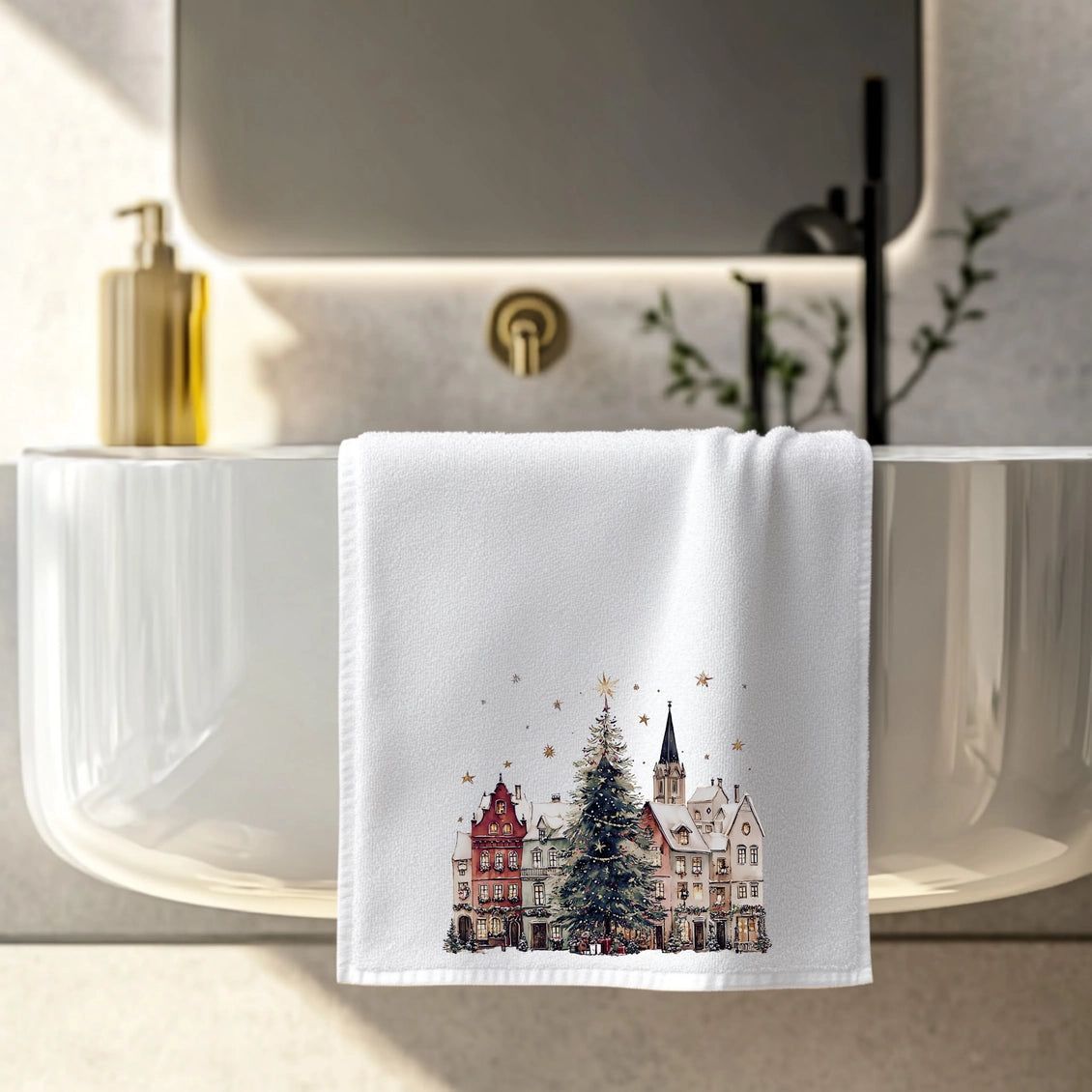 Christmas Village Fingertip Towel